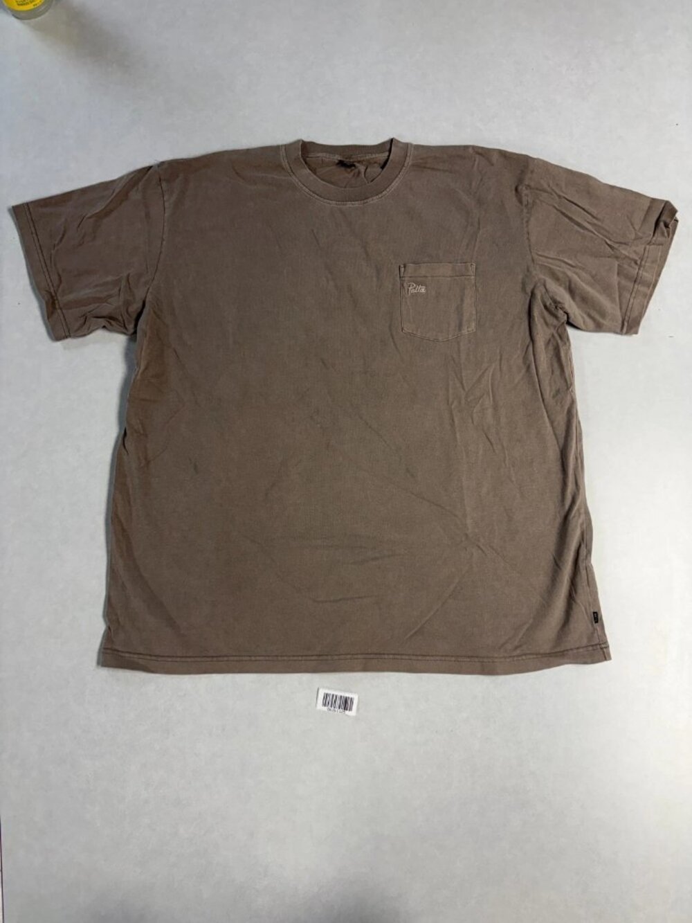 Patta Mens Embroidered Script Logo Basic Pocket T-Shirt Brown Size XXL - Picture 2 of 5